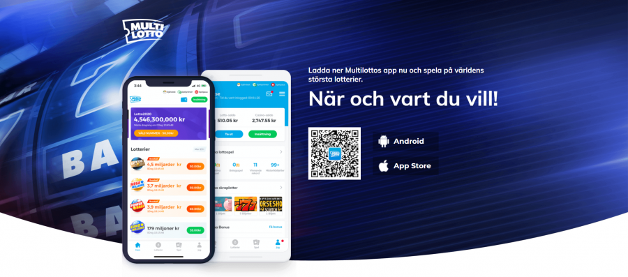 Skärmdump på multilottos app reklam